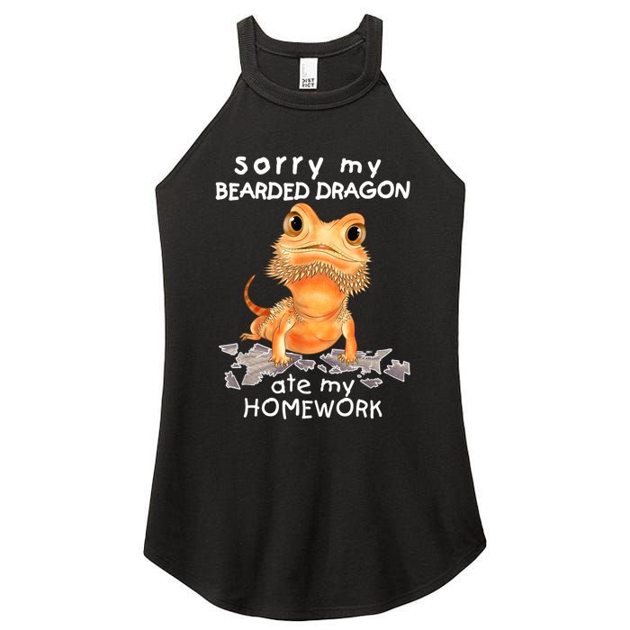 Funny Bearded Dragon Cute Lizard Beardie Ate My Homework Gift Women's Perfect Tri Rocker Tank