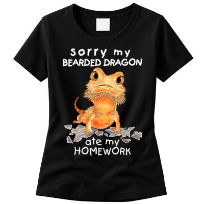 Funny Bearded Dragon Cute Lizard Beardie Ate My Homework Gift Womens T-Shirt