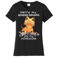 Funny Bearded Dragon Cute Lizard Beardie Ate My Homework Gift Women's T-Shirt