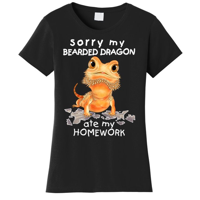 Funny Bearded Dragon Cute Lizard Beardie Ate My Homework Gift Women's T-Shirt