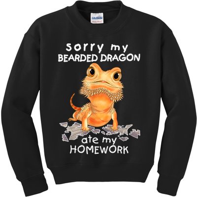 Funny Bearded Dragon Cute Lizard Beardie Ate My Homework Gift Kids Sweatshirt