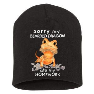 Funny Bearded Dragon Cute Lizard Beardie Ate My Homework Gift Short Acrylic Beanie