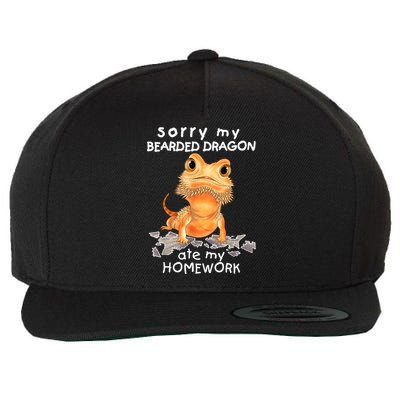 Funny Bearded Dragon Cute Lizard Beardie Ate My Homework Gift Wool Snapback Cap