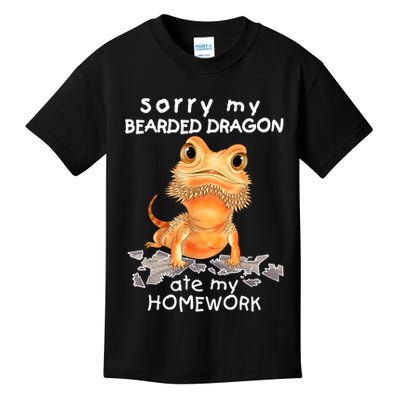 Funny Bearded Dragon Cute Lizard Beardie Ate My Homework Gift Kids T-Shirt