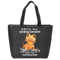 Funny Bearded Dragon Cute Lizard Beardie Ate My Homework Gift Zip Tote Bag