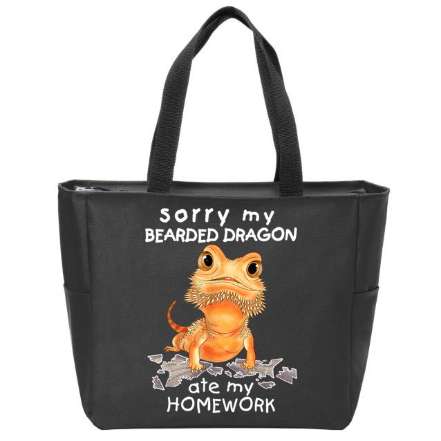 Funny Bearded Dragon Cute Lizard Beardie Ate My Homework Gift Zip Tote Bag
