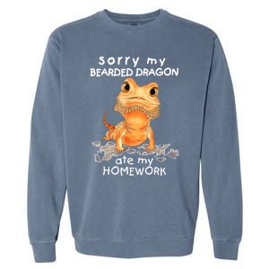 Funny Bearded Dragon Cute Lizard Beardie Ate My Homework Gift Garment-Dyed Sweatshirt