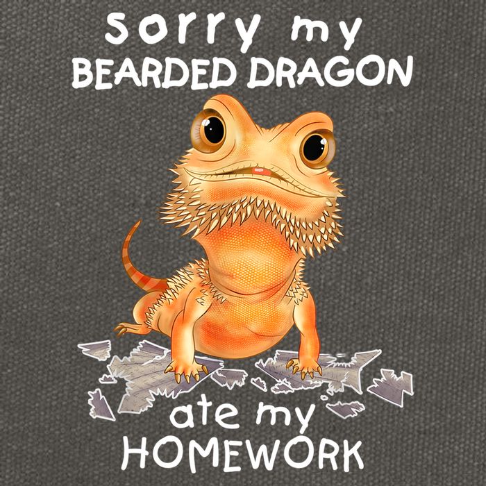 Funny Bearded Dragon Cute Lizard Beardie Ate My Homework Gift Cotton Canvas Backpack