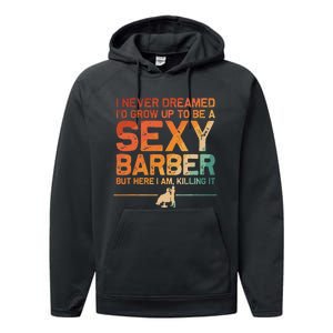 Funny Barber Dad Barbershop Hairdresser Hairstylist Performance Fleece Hoodie