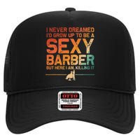 Funny Barber Dad Barbershop Hairdresser Hairstylist High Crown Mesh Back Trucker Hat