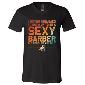 Funny Barber Dad Barbershop Hairdresser Hairstylist V-Neck T-Shirt