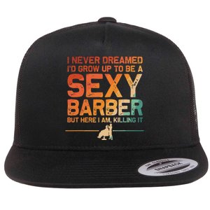 Funny Barber Dad Barbershop Hairdresser Hairstylist Flat Bill Trucker Hat