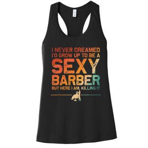 Funny Barber Dad Barbershop Hairdresser Hairstylist Women's Racerback Tank