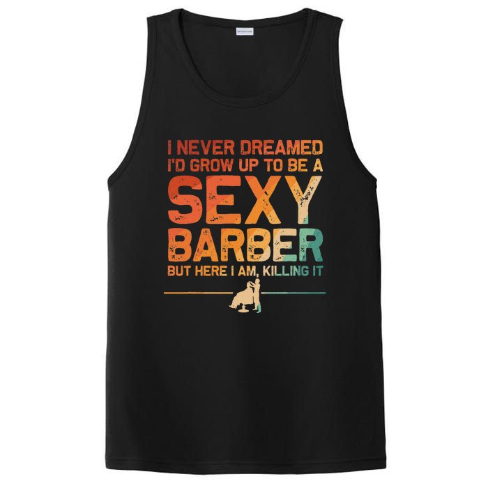 Funny Barber Dad Barbershop Hairdresser Hairstylist PosiCharge Competitor Tank