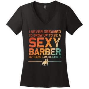 Funny Barber Dad Barbershop Hairdresser Hairstylist Women's V-Neck T-Shirt