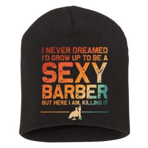 Funny Barber Dad Barbershop Hairdresser Hairstylist Short Acrylic Beanie