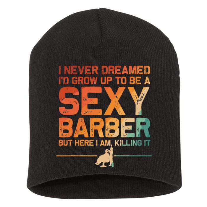 Funny Barber Dad Barbershop Hairdresser Hairstylist Short Acrylic Beanie