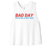 Funny Bad Day To Be A Hot Dog Hot Dog Foodie Funny Hot Dog Dad Life Women's Racerback Cropped Tank