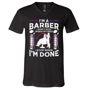 Funny Barber Designs For Dad Hairstyling Humor Quote V-Neck T-Shirt