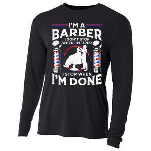 Funny Barber Designs For Dad Hairstyling Humor Quote Cooling Performance Long Sleeve Crew