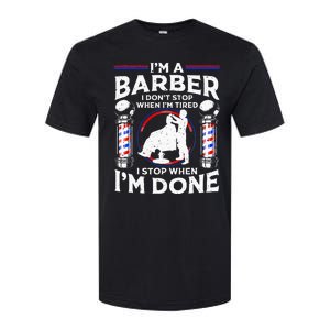 Funny Barber Designs For Dad Hairstyling Humor Quote Softstyle CVC T-Shirt