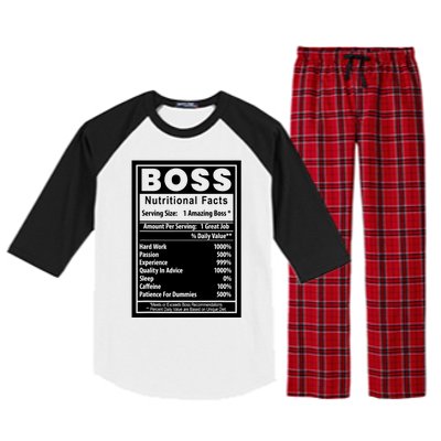 Funny Bosss Day Nutritional Facts Employee Appreciation Raglan Sleeve Pajama Set