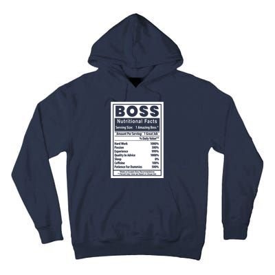 Funny Bosss Day Nutritional Facts Employee Appreciation Tall Hoodie