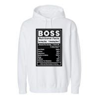 Funny Bosss Day Nutritional Facts Employee Appreciation Garment-Dyed Fleece Hoodie