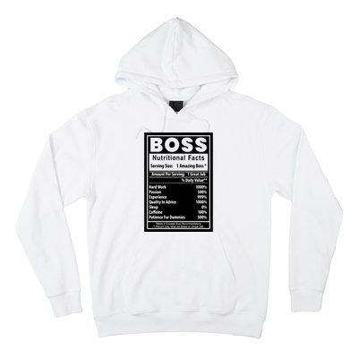 Funny Bosss Day Nutritional Facts Employee Appreciation Hoodie