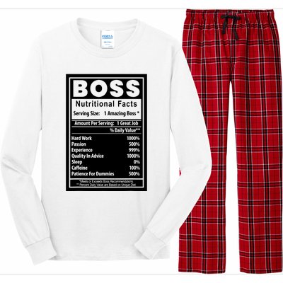 Funny Bosss Day Nutritional Facts Employee Appreciation Long Sleeve Pajama Set