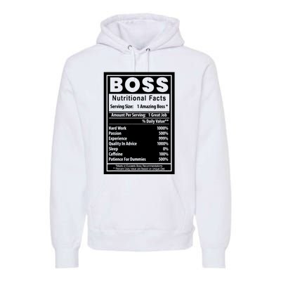 Funny Bosss Day Nutritional Facts Employee Appreciation Premium Hoodie