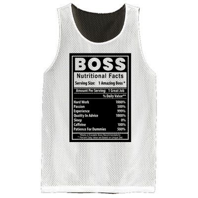 Funny Bosss Day Nutritional Facts Employee Appreciation Mesh Reversible Basketball Jersey Tank