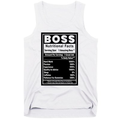 Funny Bosss Day Nutritional Facts Employee Appreciation Tank Top