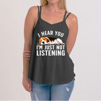 Funny Beagle Design Dad Mom Beagle Dog Lovers Women's Strappy Tank