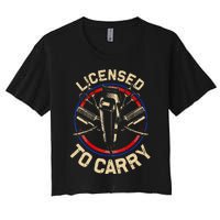 Funny Barber Designs For Dad Hairstyling Stylist Tools Women's Crop Top Tee