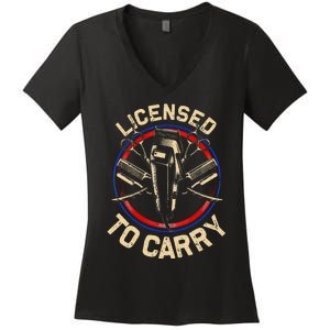 Funny Barber Designs For Dad Hairstyling Stylist Tools Women's V-Neck T-Shirt