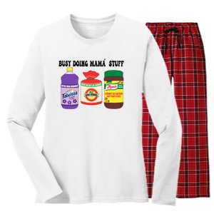 Funny Busy Doing Mama Stuff Funny MotherS Day Women's Long Sleeve Flannel Pajama Set 