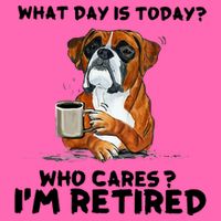 Funny Boxer Dog What Day Is Today Who Care I'm Retired Stripe Pom Pom Beanie