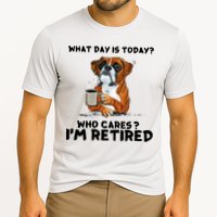 Funny Boxer Dog What Day Is Today Who Care I'm Retired Cooling Performance Crew T-Shirt