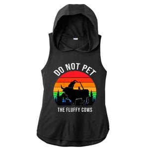 Funny Bison Do Not Pet The Fluffy Cows Ladies PosiCharge Tri-Blend Wicking Draft Hoodie Tank