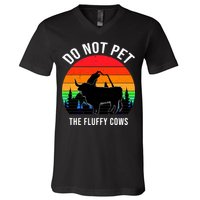Funny Bison Do Not Pet The Fluffy Cows V-Neck T-Shirt