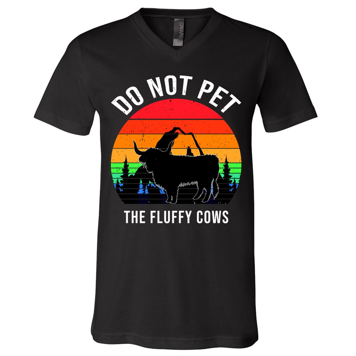 Funny Bison Do Not Pet The Fluffy Cows V-Neck T-Shirt
