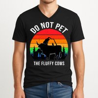 Funny Bison Do Not Pet The Fluffy Cows V-Neck T-Shirt