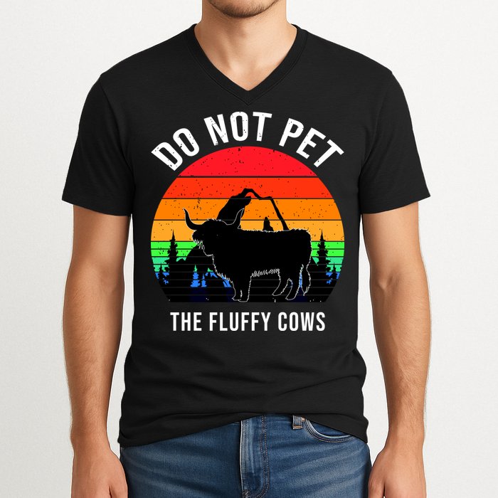 Funny Bison Do Not Pet The Fluffy Cows V-Neck T-Shirt