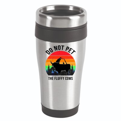 Funny Bison Do Not Pet The Fluffy Cows 16oz Travel Tumbler