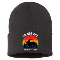 Funny Bison Do Not Pet The Fluffy Cows Sustainable Knit Beanie