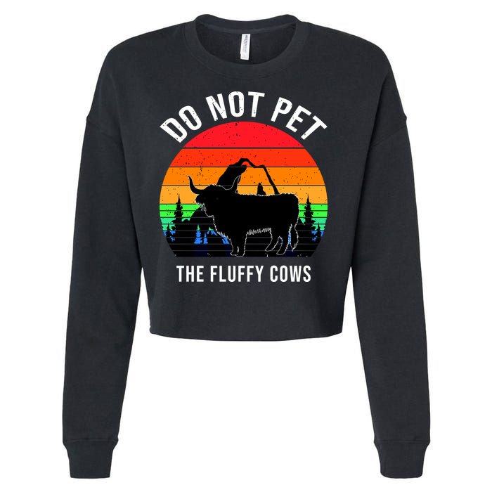 Funny Bison Do Not Pet The Fluffy Cows Cropped Pullover Crew