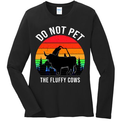 Funny Bison Do Not Pet The Fluffy Cows Ladies Long Sleeve Shirt