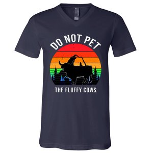 Funny Bison Do Not Pet The Fluffy Cows V-Neck T-Shirt