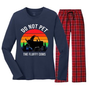 Funny Bison Do Not Pet The Fluffy Cows Women's Long Sleeve Flannel Pajama Set 